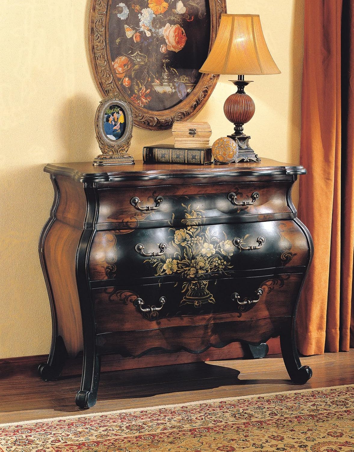 Antique Black and Oak 3 Drawers Chest T722709