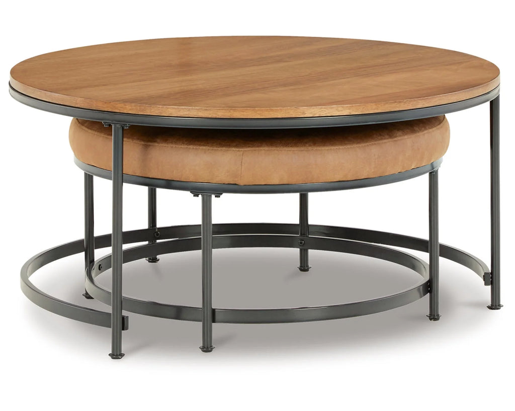 Nesting Coffee Table Set of 2 Light Brown/Black H737434