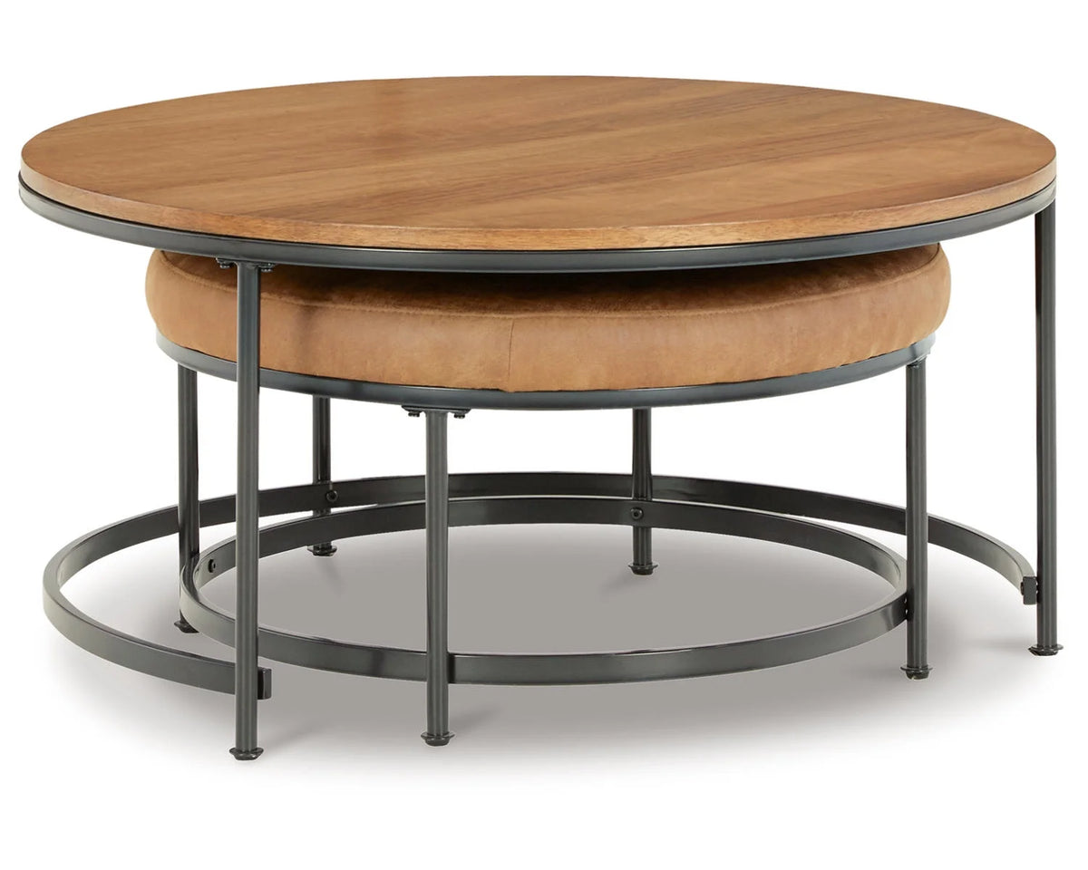 Nesting Coffee Table Set of 2 Light Brown/Black H737434