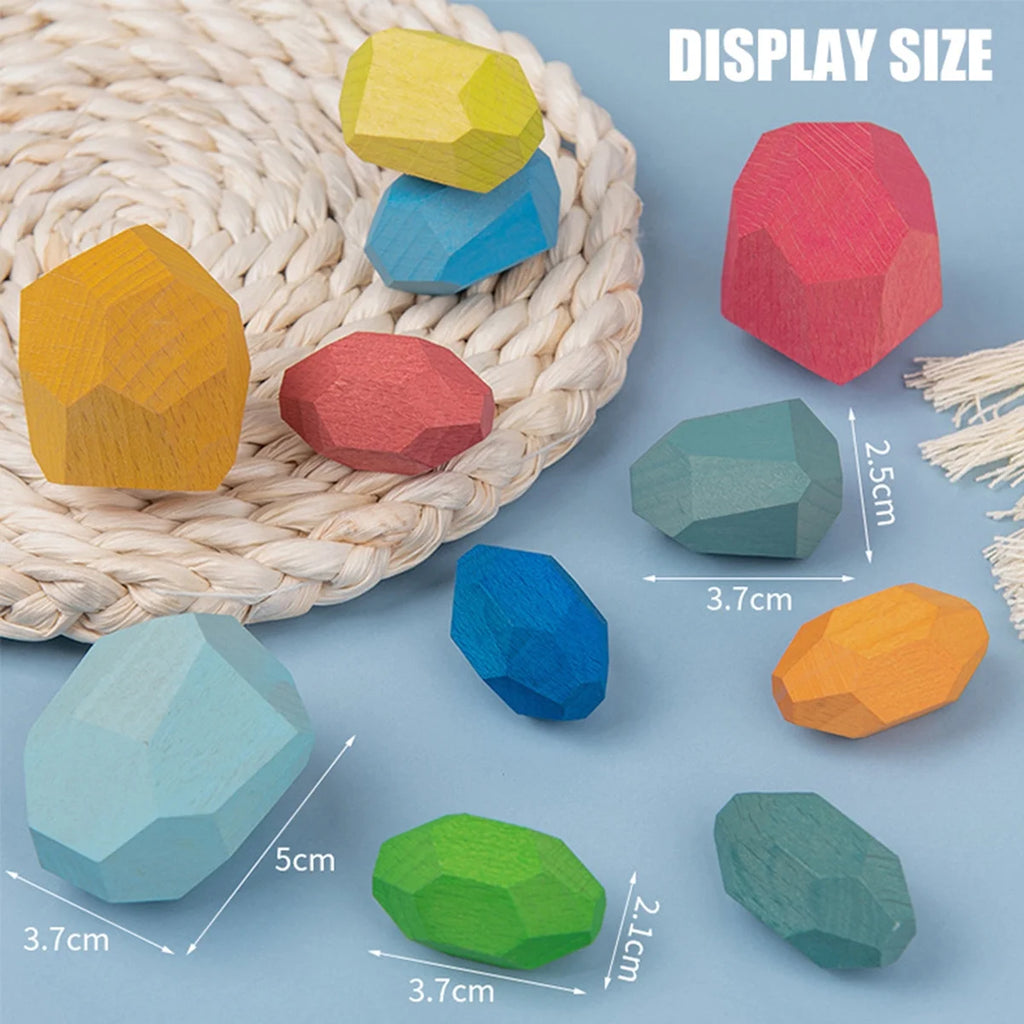 36Pcs Colorful Wooden Stacking Balancing Stone Building Blocks C311449