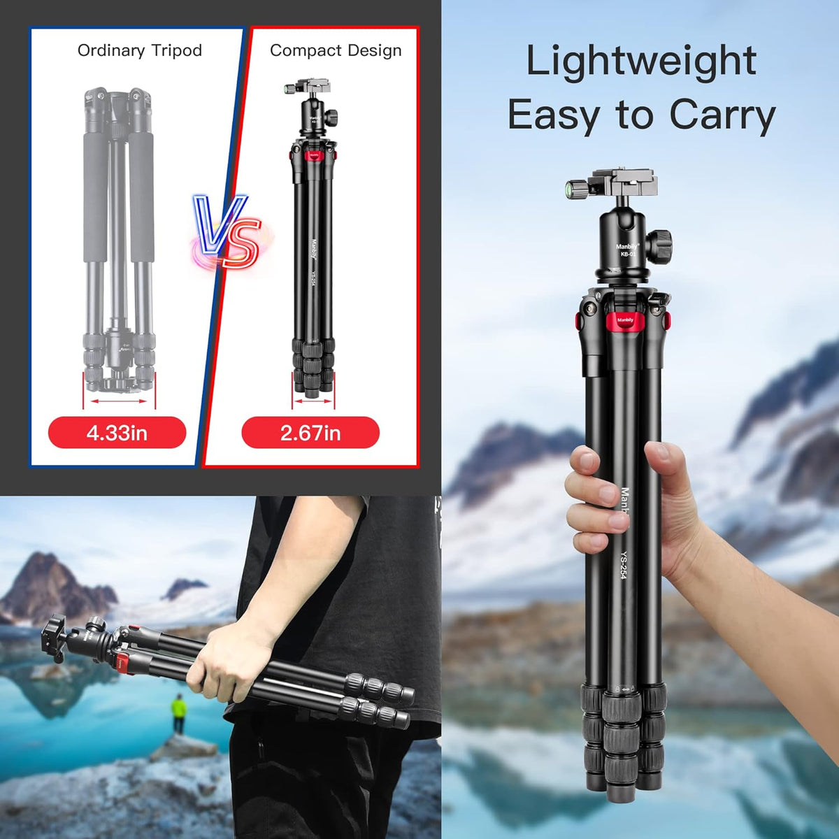 63 Aluminum DSLR Camera Tripod Monopod Kit with Panoramic Ball Head C74785