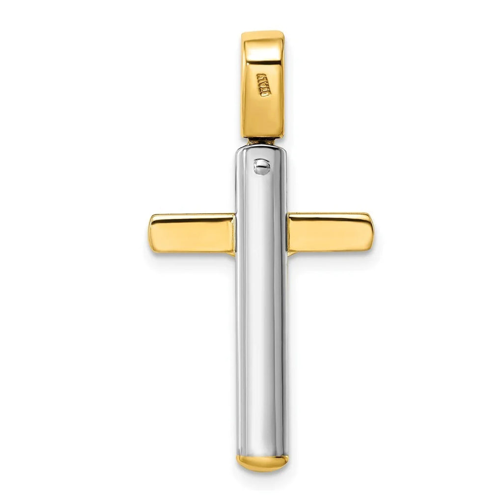 14k Two Tone Gold Crucifix Pendant Necklace R3148