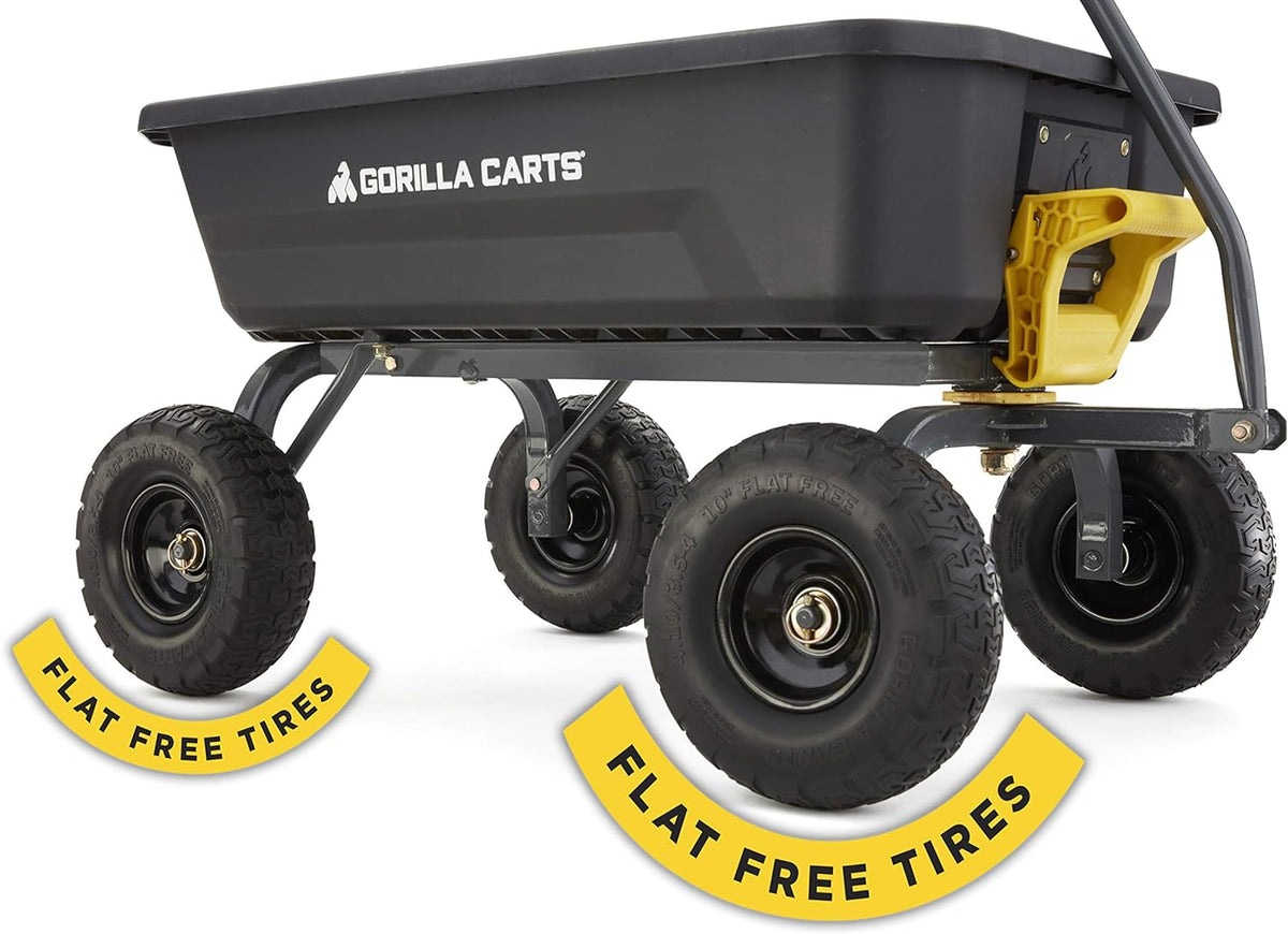 4 Cu. Ft. Poly Garden Dump Cart with No-Flat Tires, Black U2978