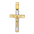 14k Two Tone Gold Crucifix Pendant Necklace R3148