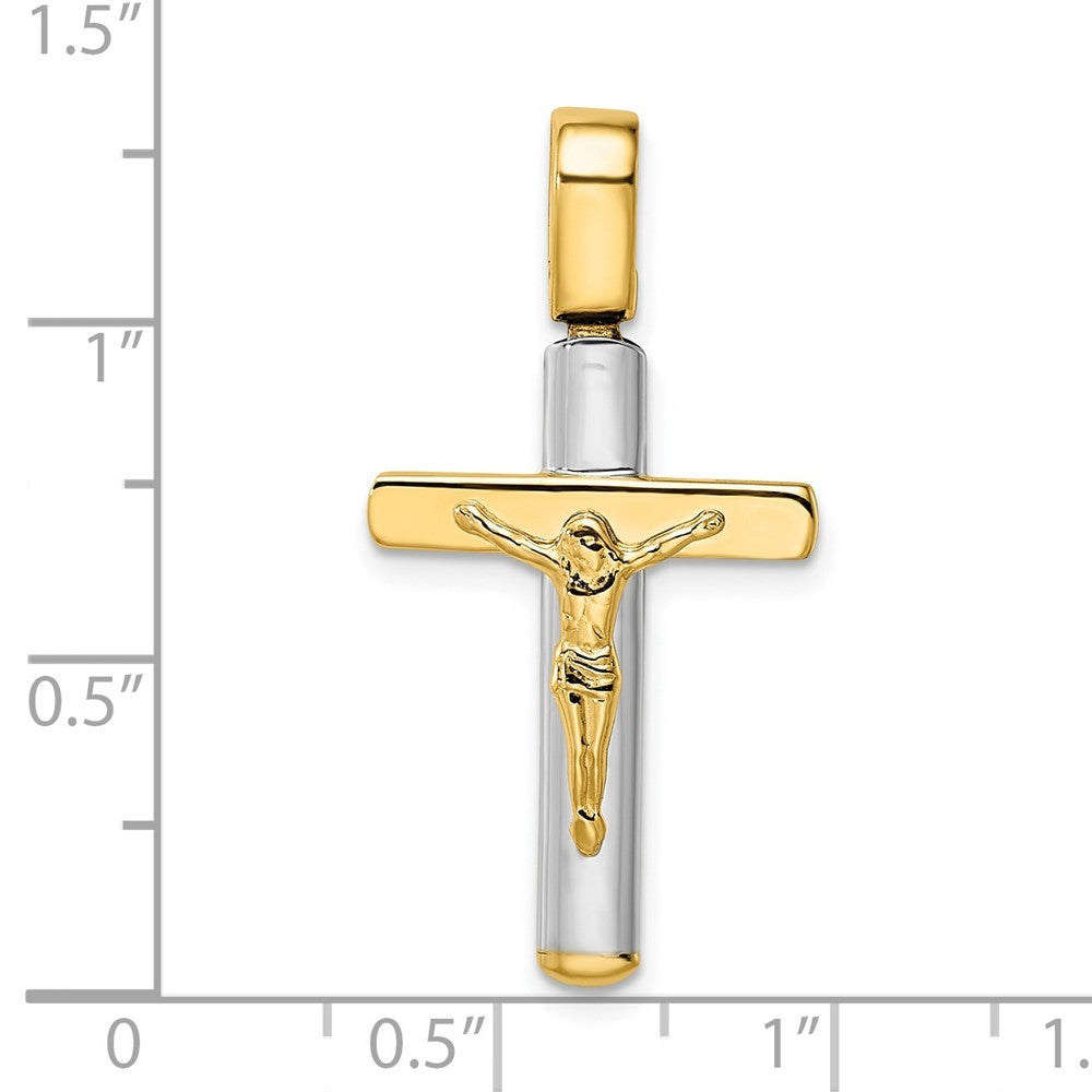 14k Two Tone Gold Crucifix Pendant Necklace R3148