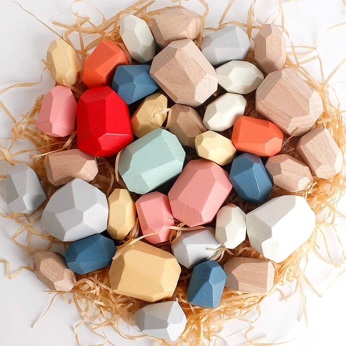 36Pcs Colorful Wooden Stacking Balancing Stone Building Blocks C311449