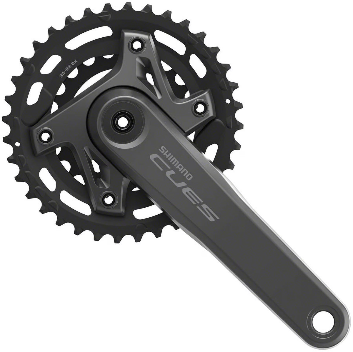 Shimano CUES FC-U6000-2B Crankset - 175mm, 9/10/11-Speed, 36/22t, 110 BCD, Hollowtech II, CL 3mm Outboard, Black A624