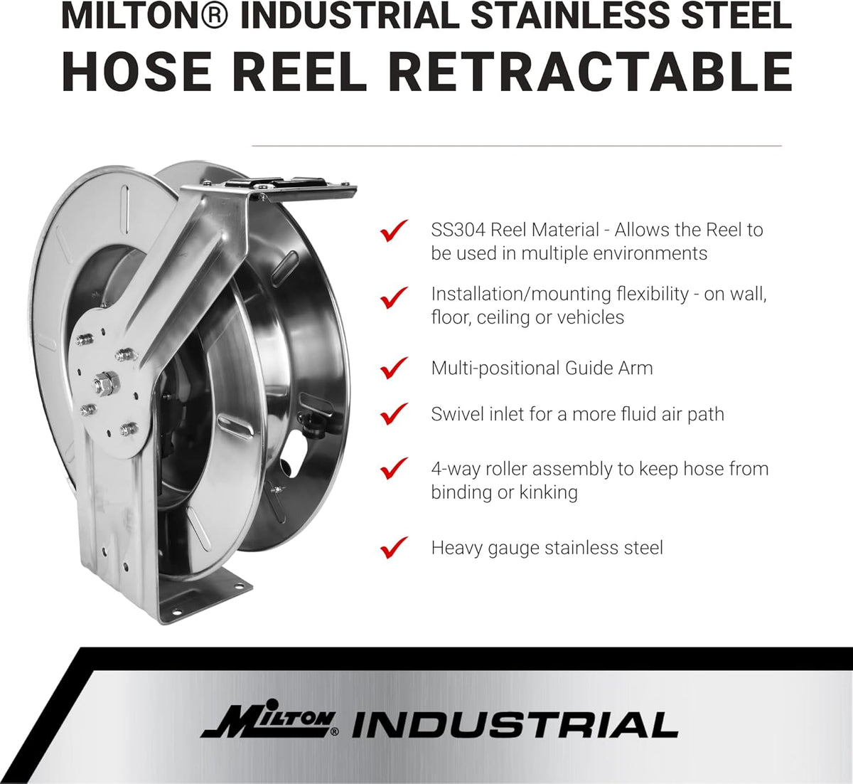 Industrial Stainless Steel Retractable Hose Reel M438305
