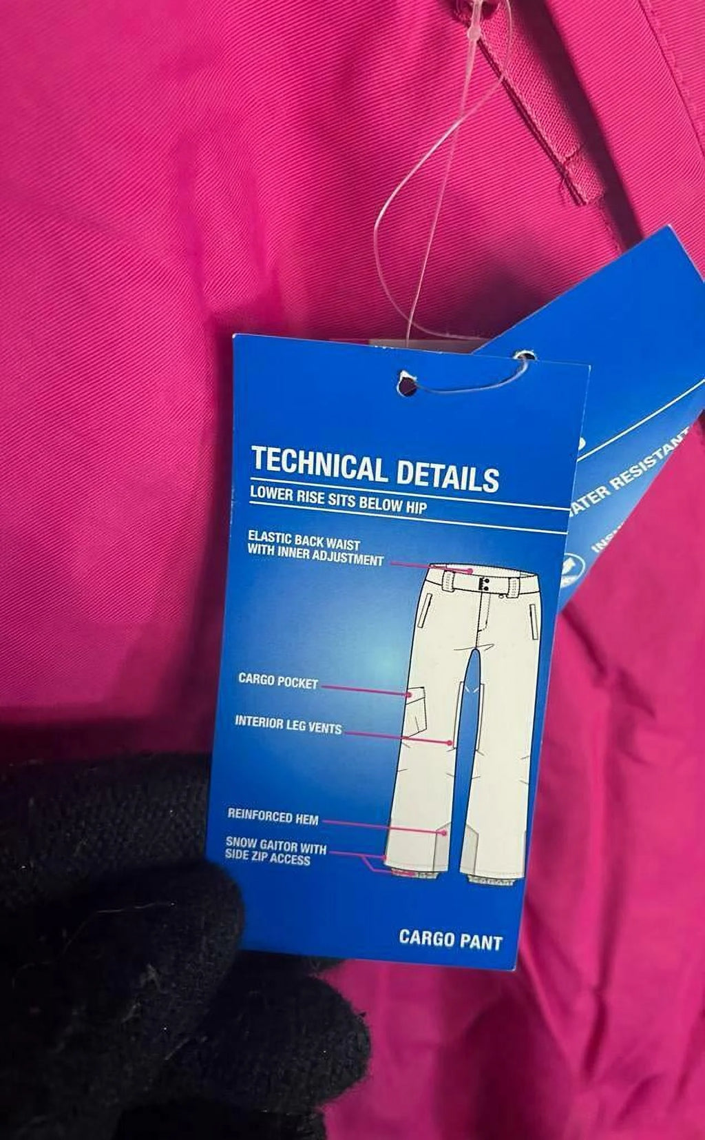Pink Water Resistant Snowboard Ski Cargo Pants B5822