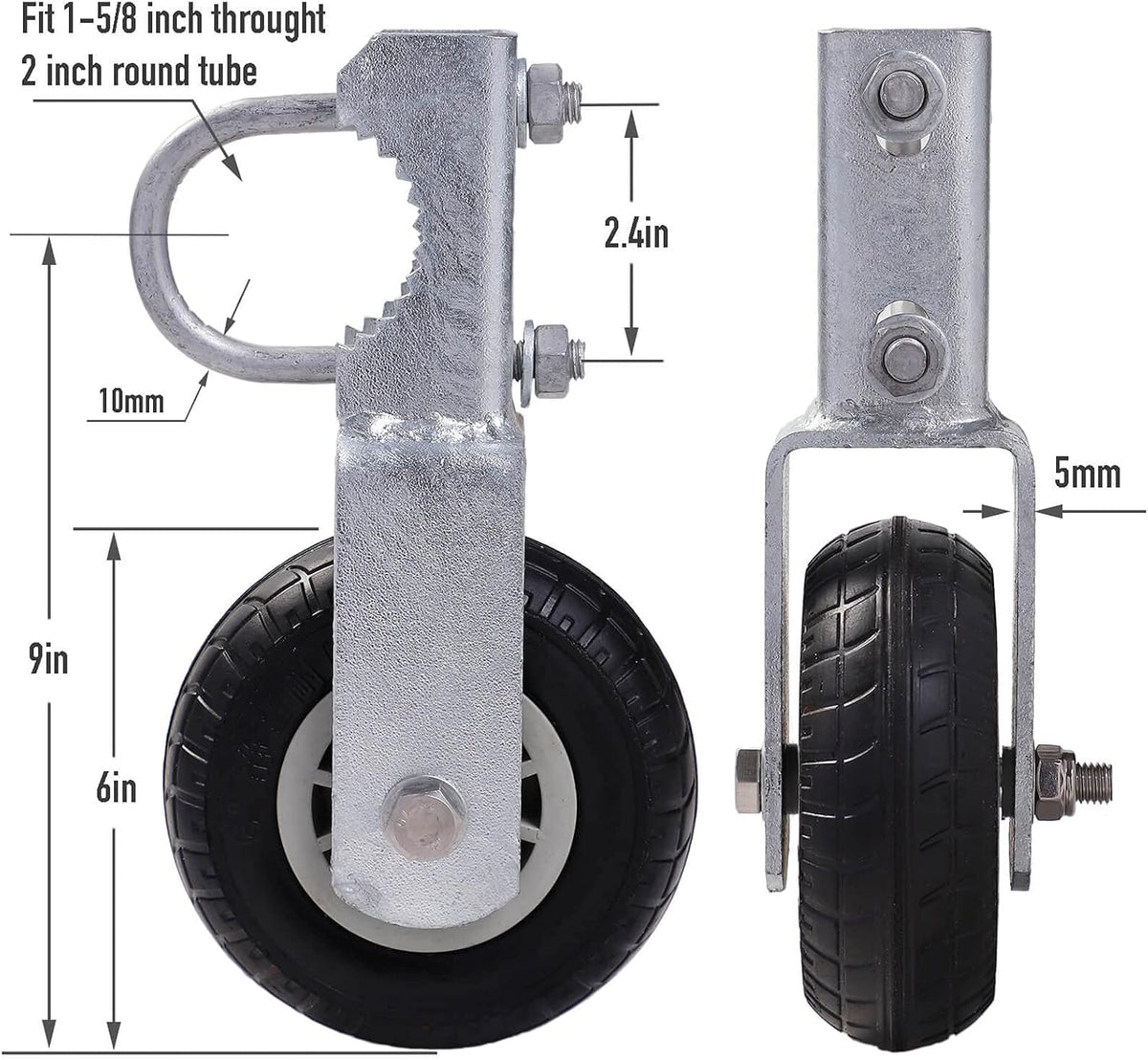 6 Hot Galvanized Heavy Duty Gate Wheels for Metal Tube Swing Gate Y4334