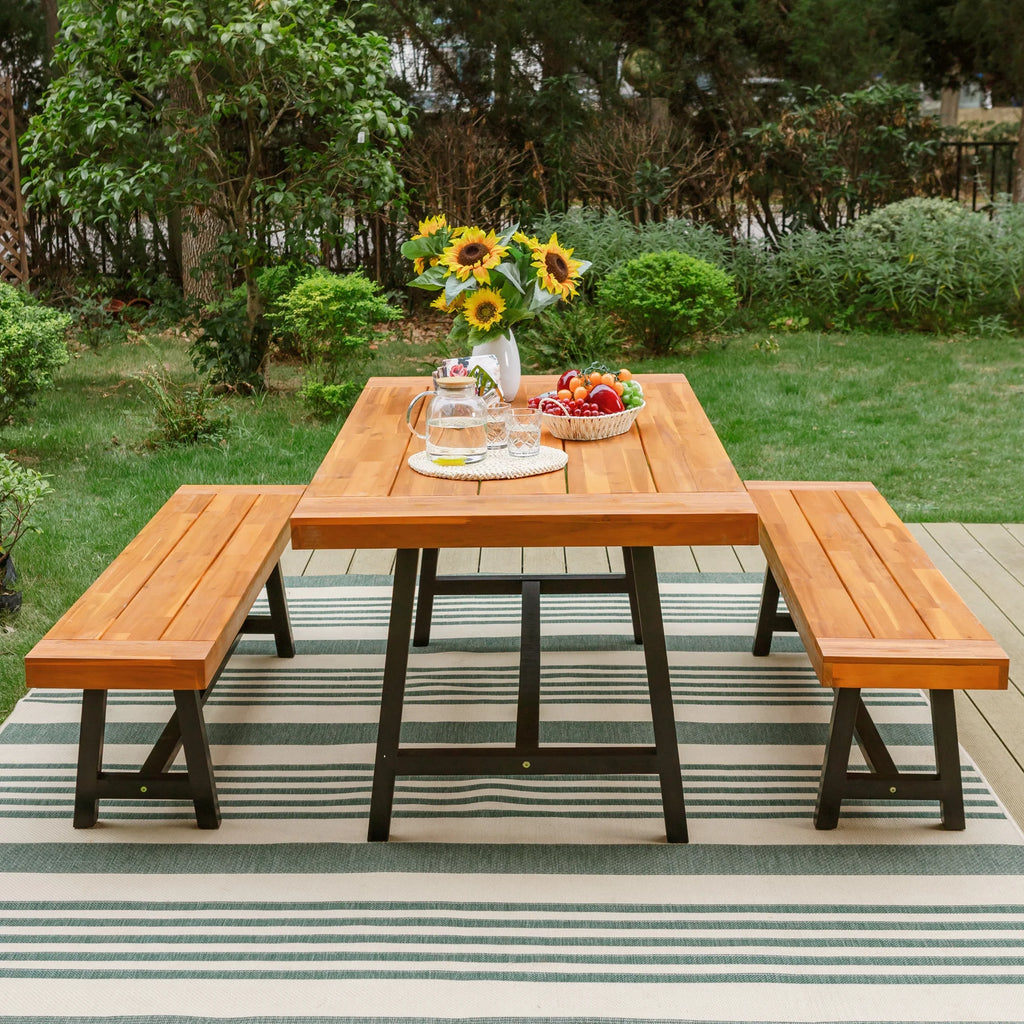 2PCS Patio Wood Benches F531