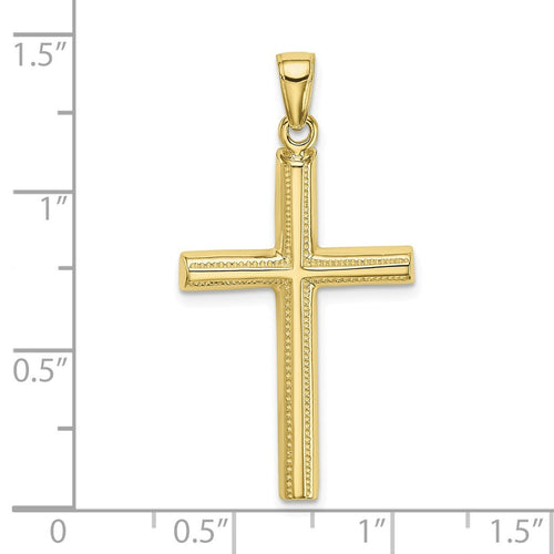 10k Solid Gold Polished Cross Pendant Necklace B8100