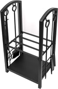 5-Piece Fireplace Tool Set with Log Rack, Black E898606