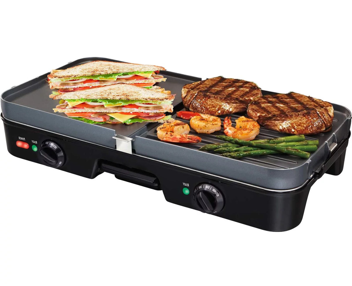 3-In-1 Nonstick Electric Griddle Grill with Reversible Plates K77551