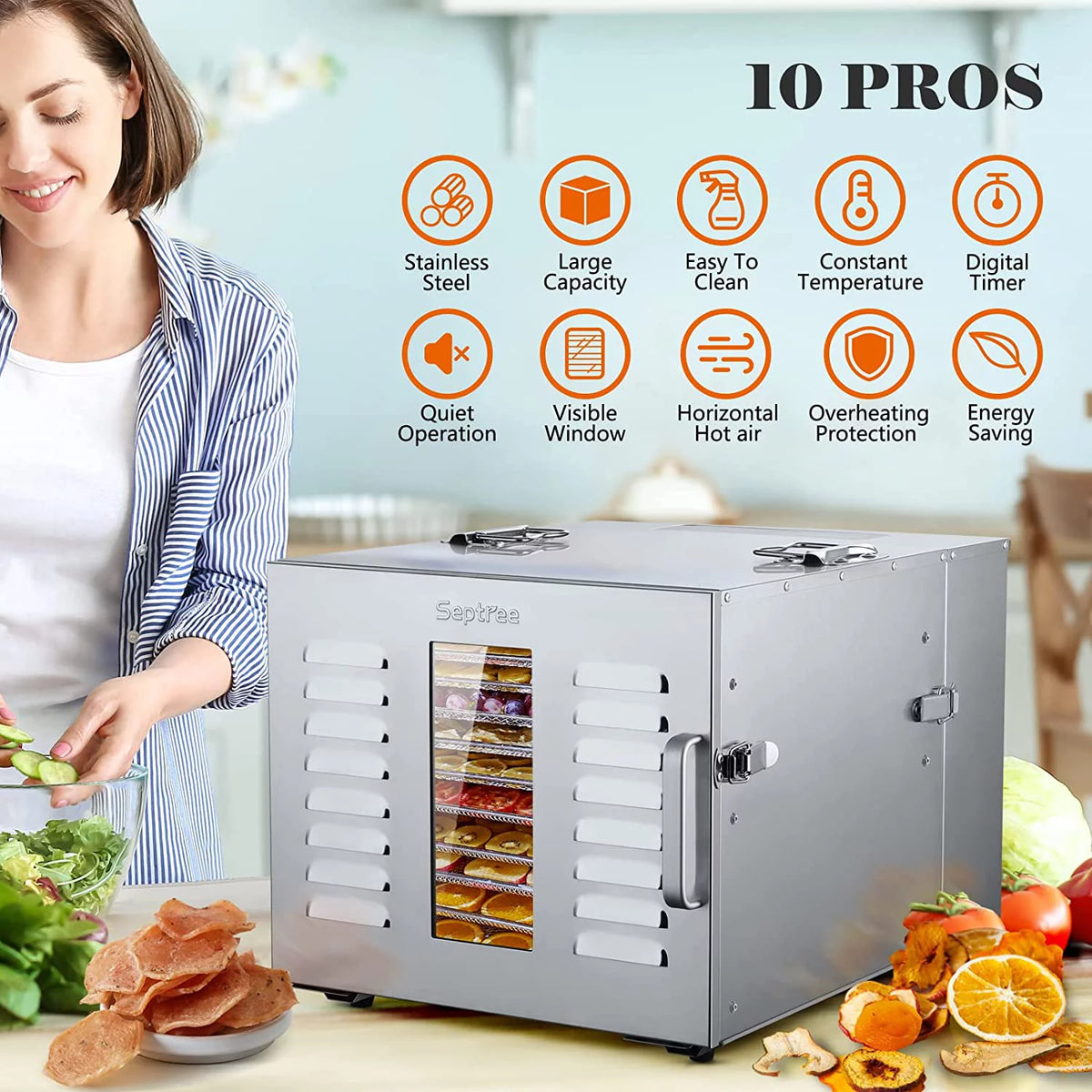 10 Trays Stainless Steel Food Dehydrator G565