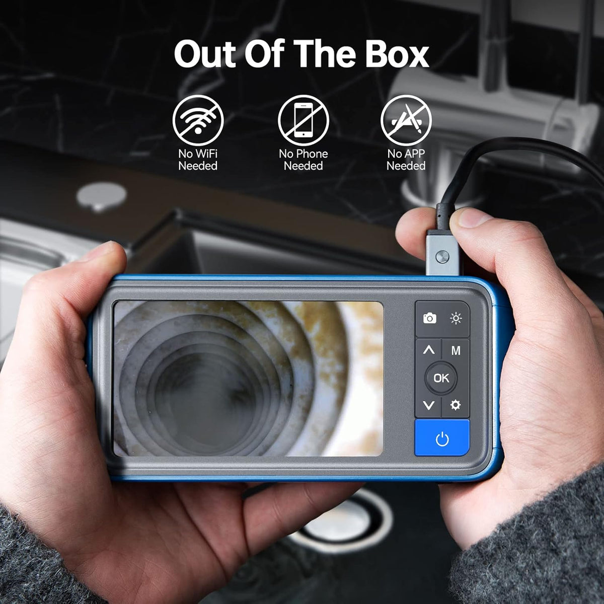 50FT Dual Lens Sewer Inspection Camera with 4.5'' Screen U642472