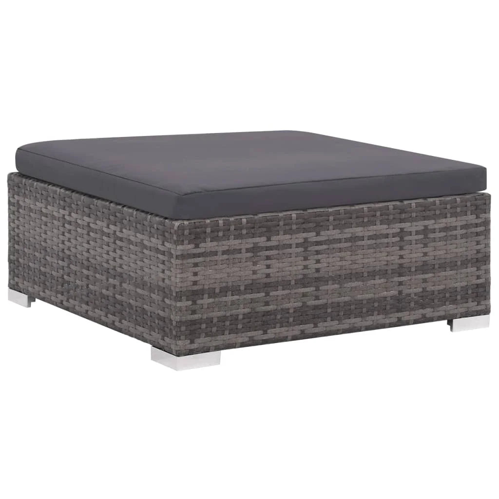 7 Piece Gray Poly Rattan Outdoor Sectional Sofa Set with Coffee Table and 2 Ottoman W774