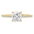 18K Yellow Gold Cushion Cut Cultured Diamond Engagement Ring I4188
