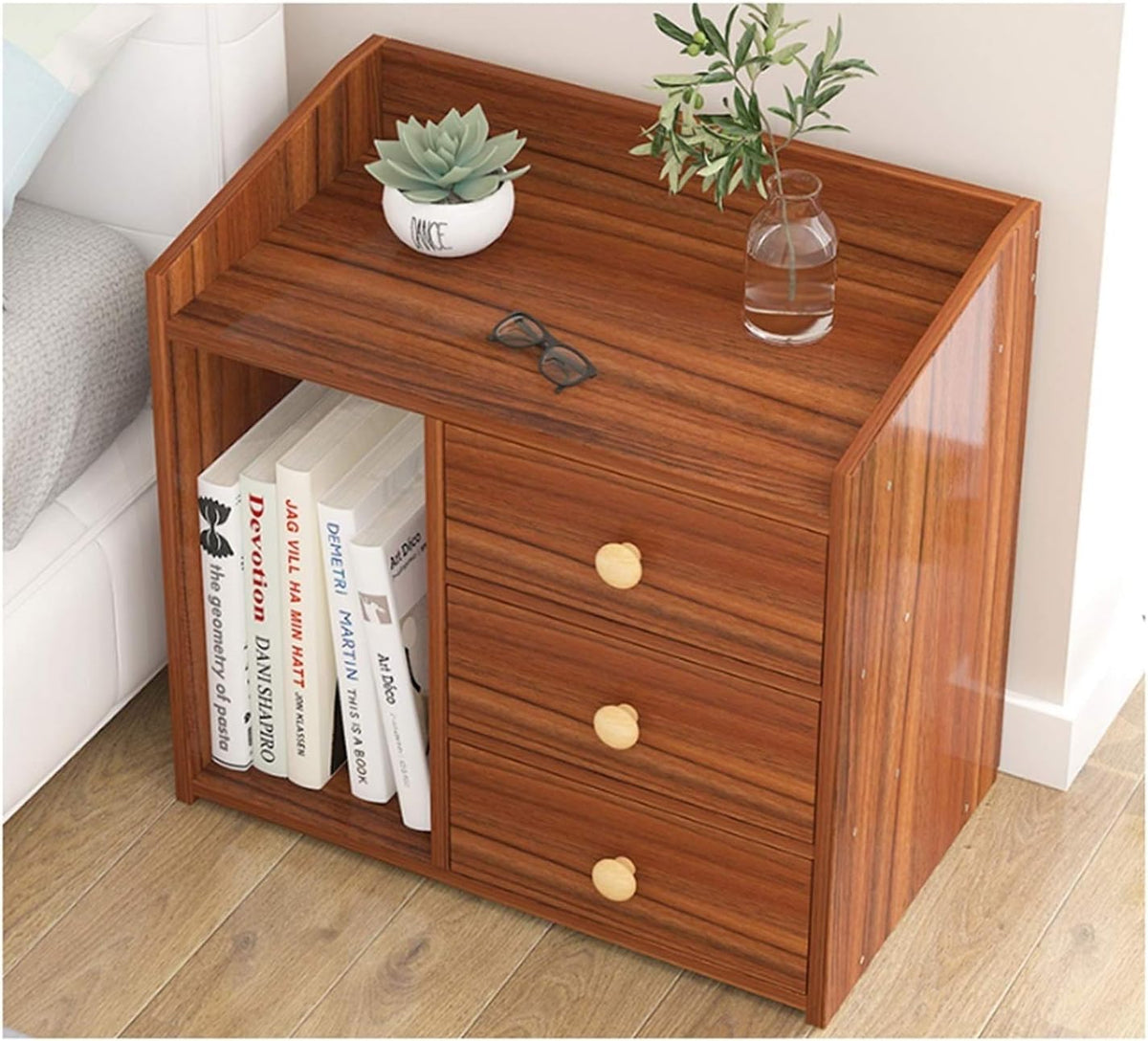 White 3 Drawer Wooden Nightstand with Storage Shelves K2373