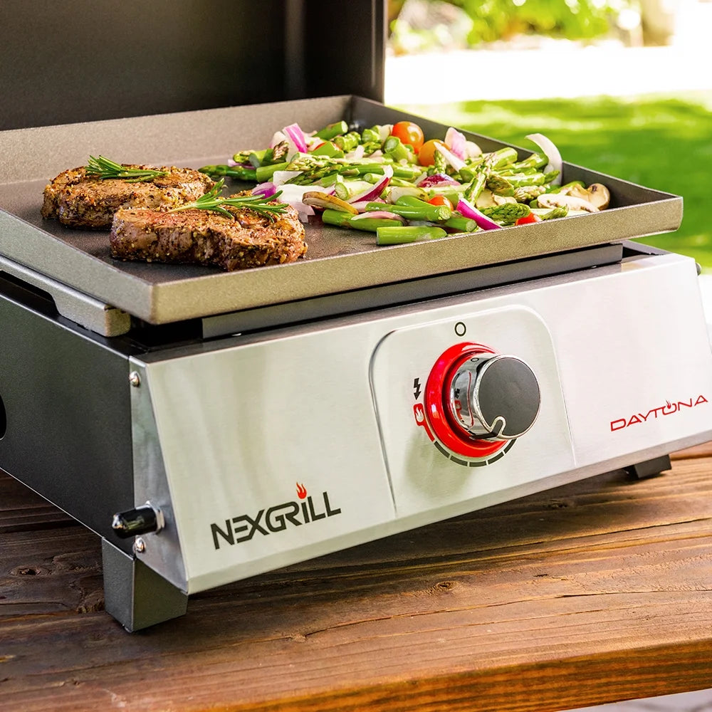 1-Burner Propane Gas Tabletop Grill with Hot Rolled Steel Griddle Top K4585