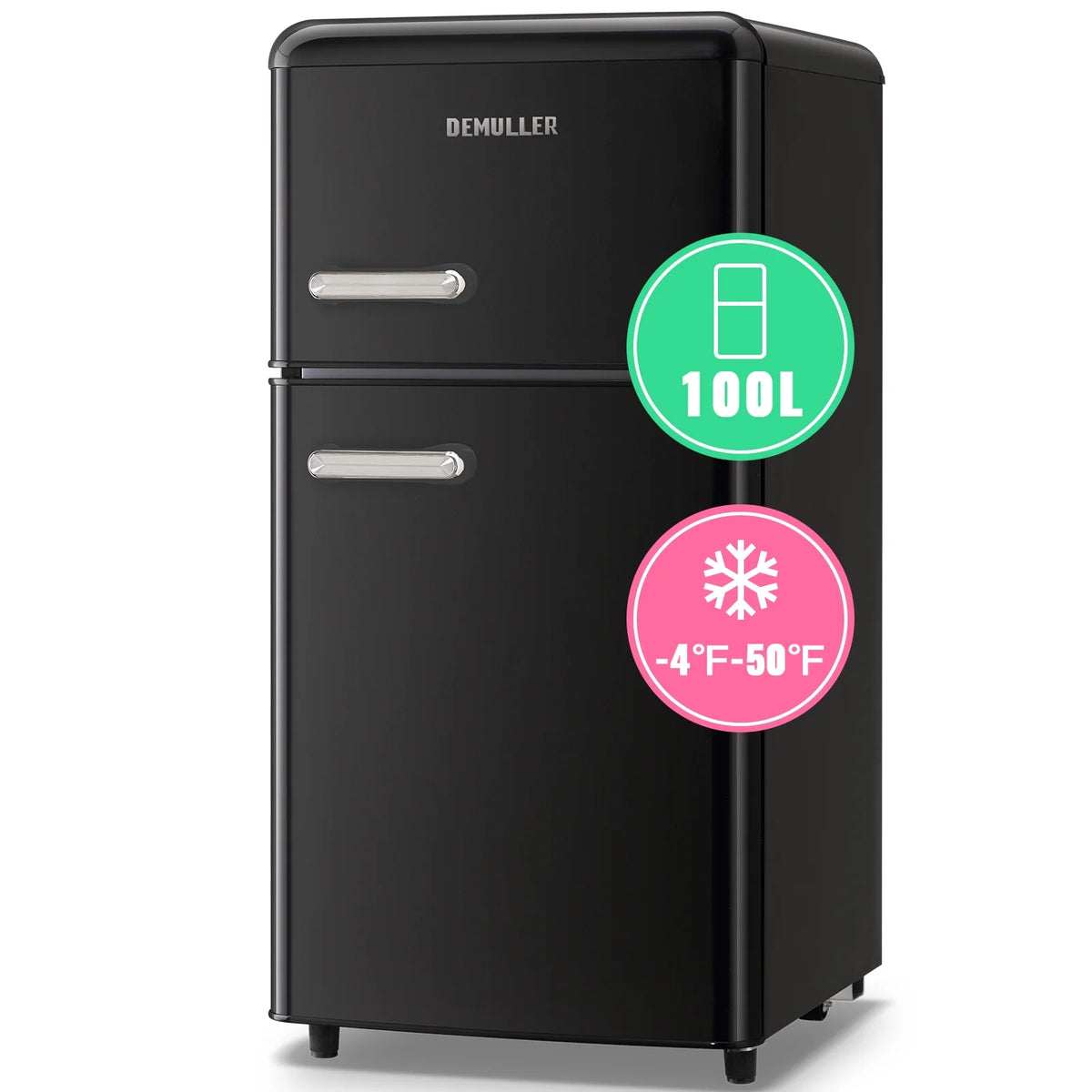 3.5 Cu. ft Mini Fridge Double Door Refrigerator Black T856