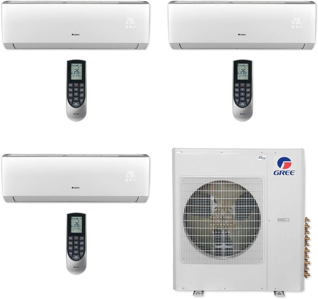 36,000 BTU Tri-Zone Wall Mount Mini Split Air Conditioner Heat Pump 208-230V U8990