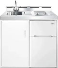 39 inch wide all-in-one kitchenette with 2-burner cooktop, refrigerator-freezer, sink, and storage cabinet K58277