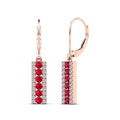 14K Rose Gold Diamond and Ruby Bar Drop Earrings S13328