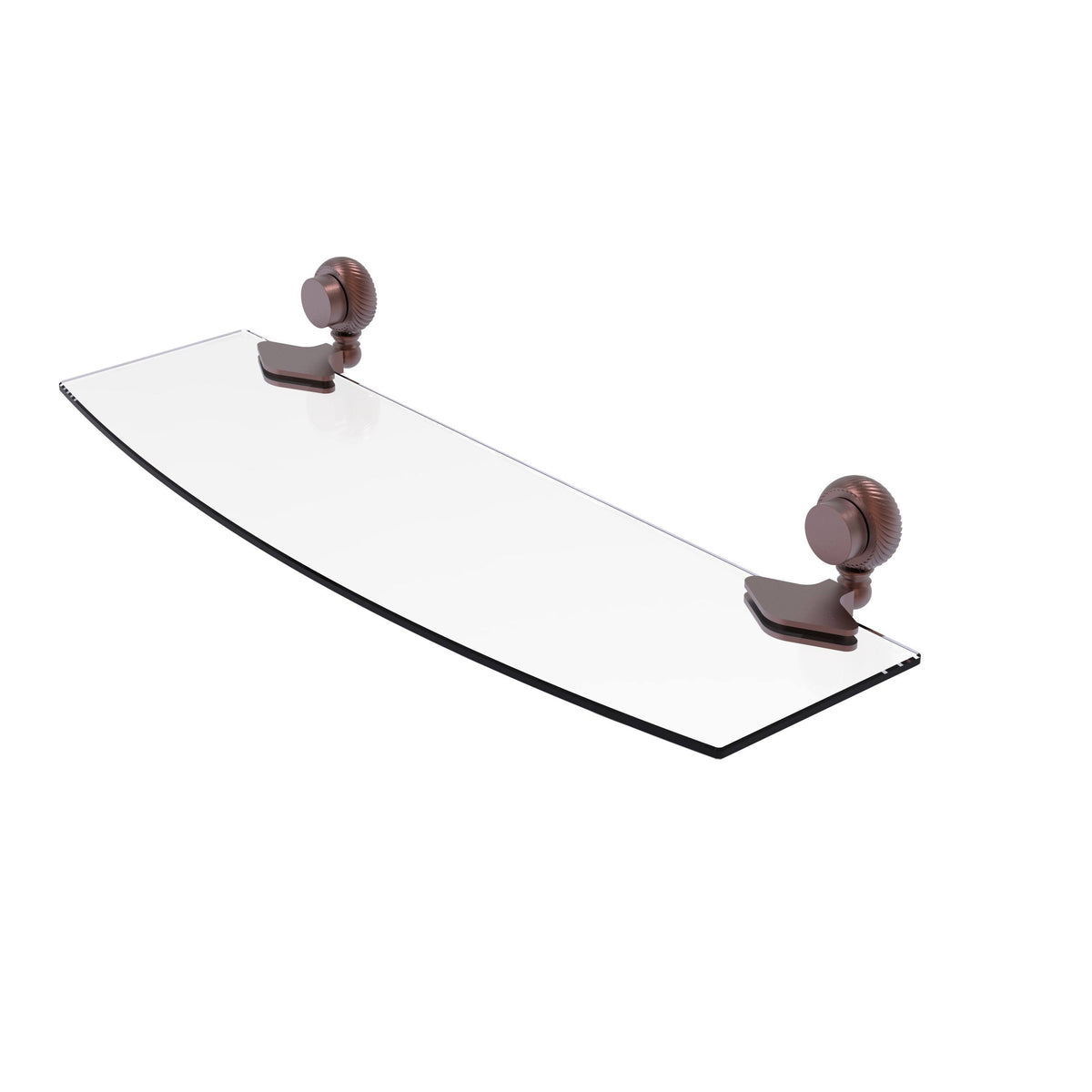 Antique Copper 18 in. Glass Shelf with Twist Accents A923