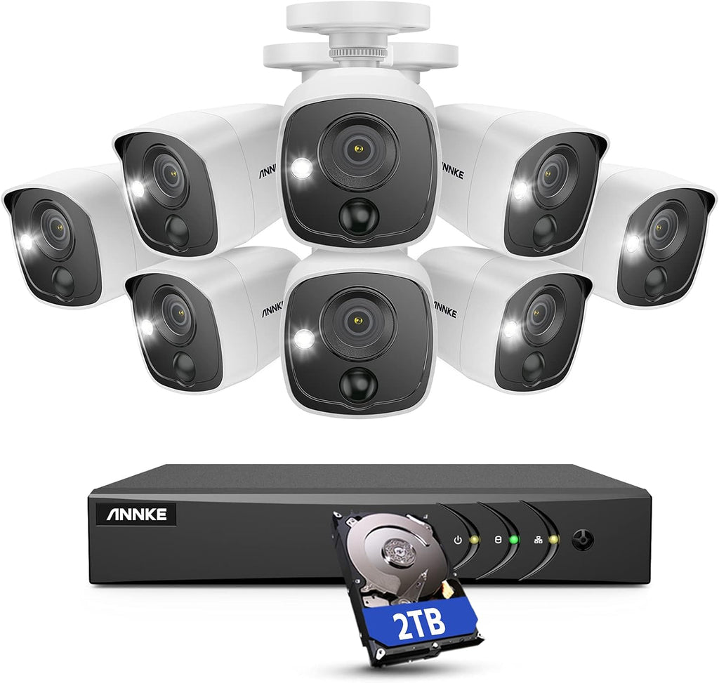 16CH 5MP Lite CCTV Camera System with 8 × 1080P Weatherproof Bullet Security Cameras, 2 TB Hard Drive B28750