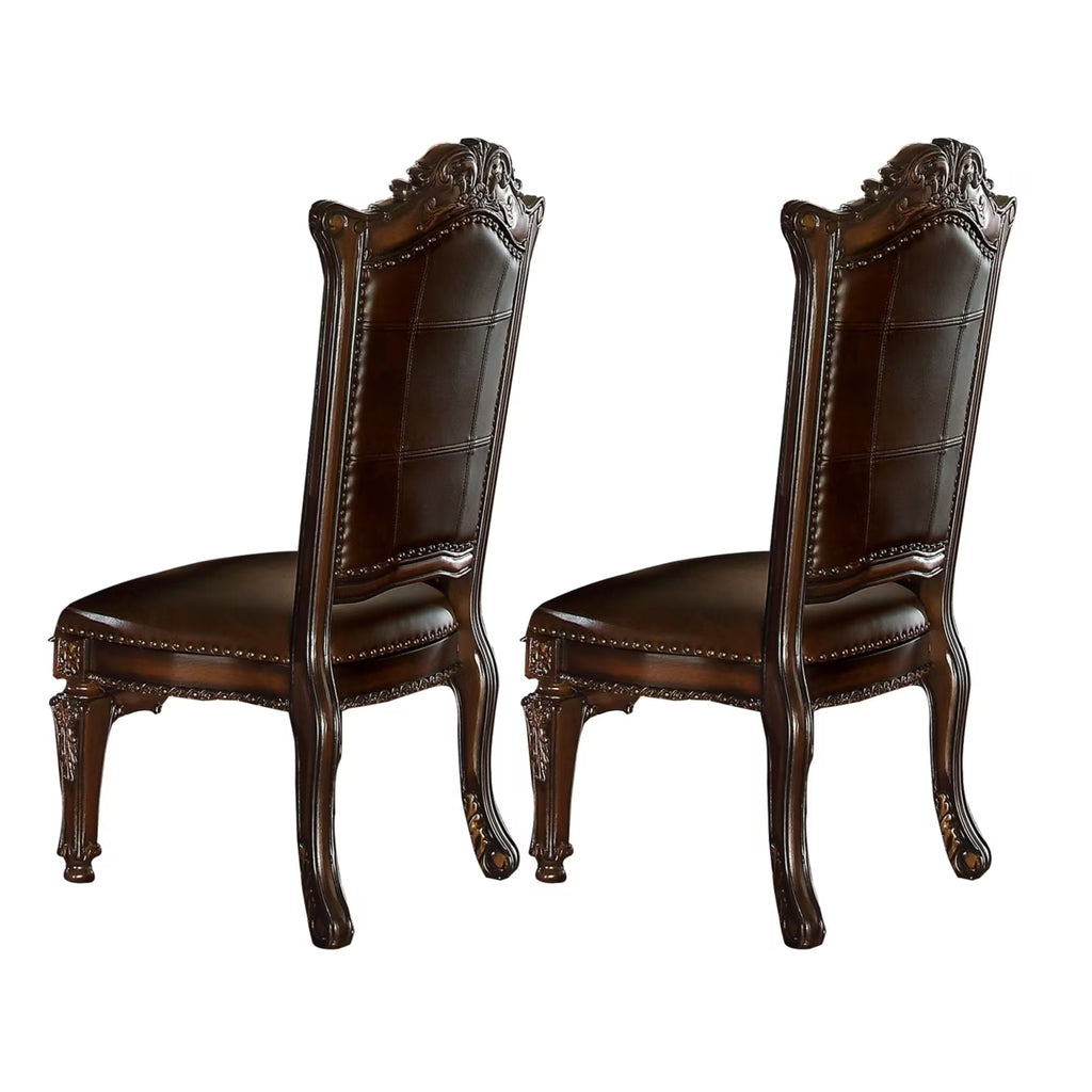 Brown Faux Leather Dining Side Chair Set of 2 Q8005