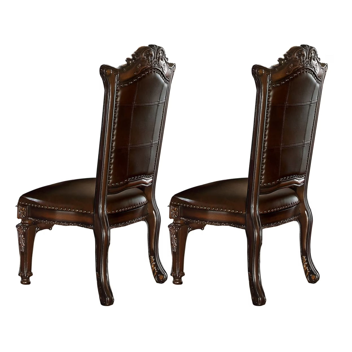 Brown Faux Leather Dining Side Chair Set of 2 Q8005