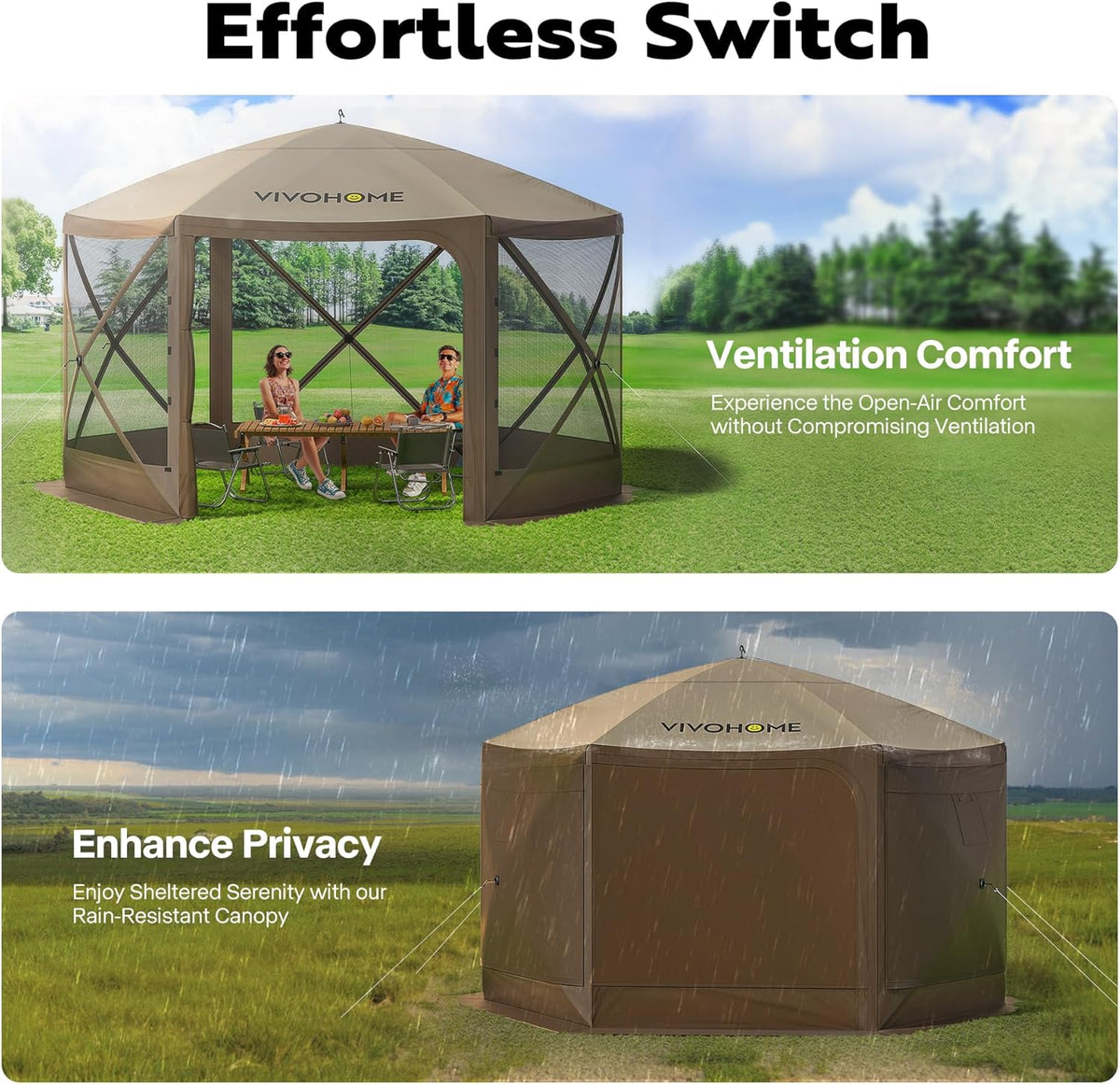12x12ft Pop-Up Gazebo Screen Tent with Mosquito Netting M87413