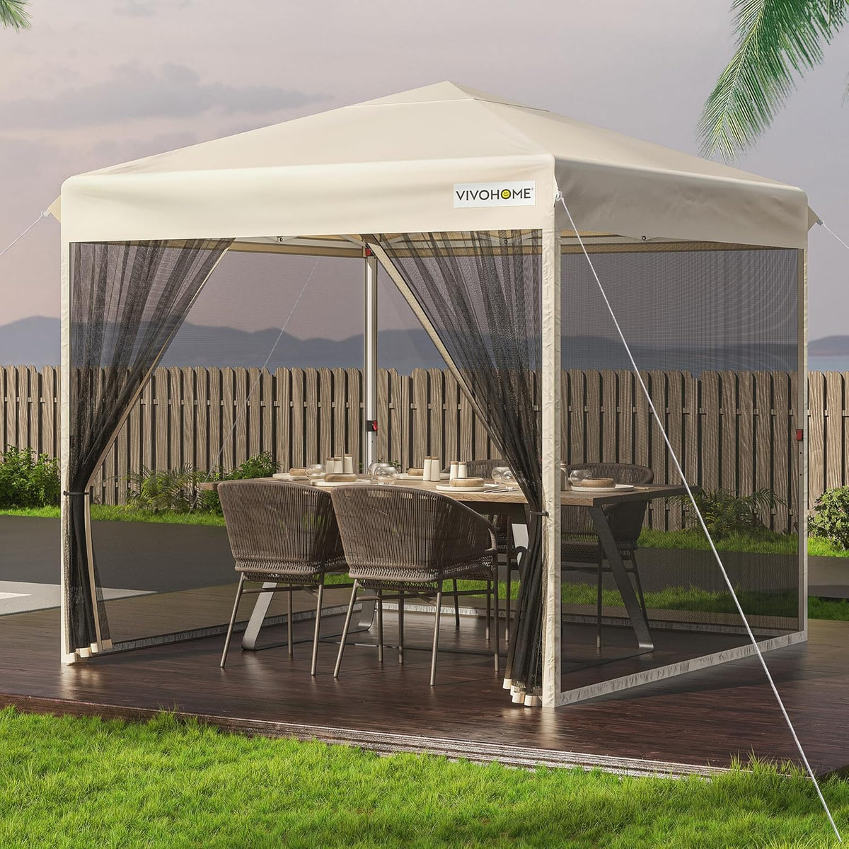 12x12ft Pop-Up Gazebo Screen Tent with Mosquito Netting M87413