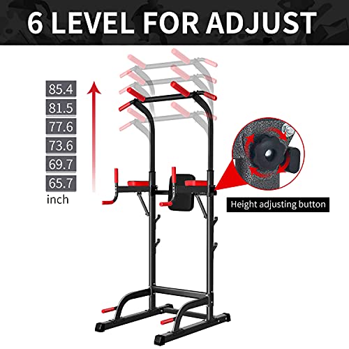 Adjustable Height Power Tower Dip Station with Pull Up Bar, Load 350LBS P739861