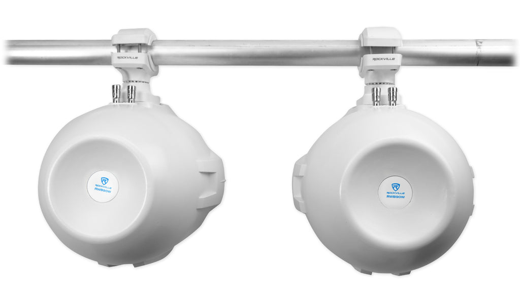 White 8" Marine Wakeboard Swivel Tower Speakers with Receiver Y2602