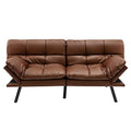 Brown Memory Foam Convertible Futon Sofa Bed with Adjustable Armrest U400