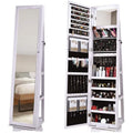 White Rotatable Jewelry Armoire with Full-length Mirror N267