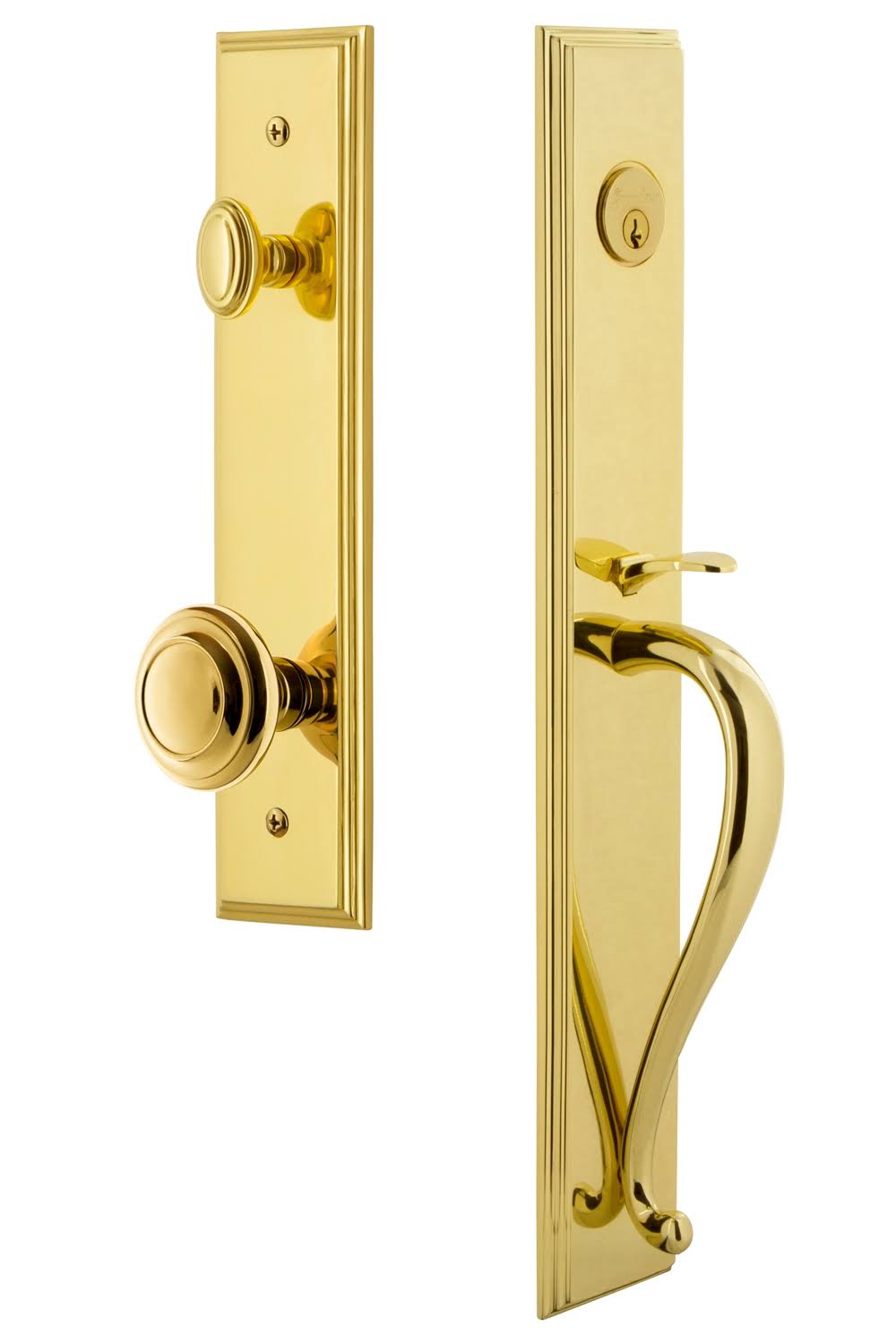 One-Piece S Grip and Circulaire Knob-Lifetime Brass D86787