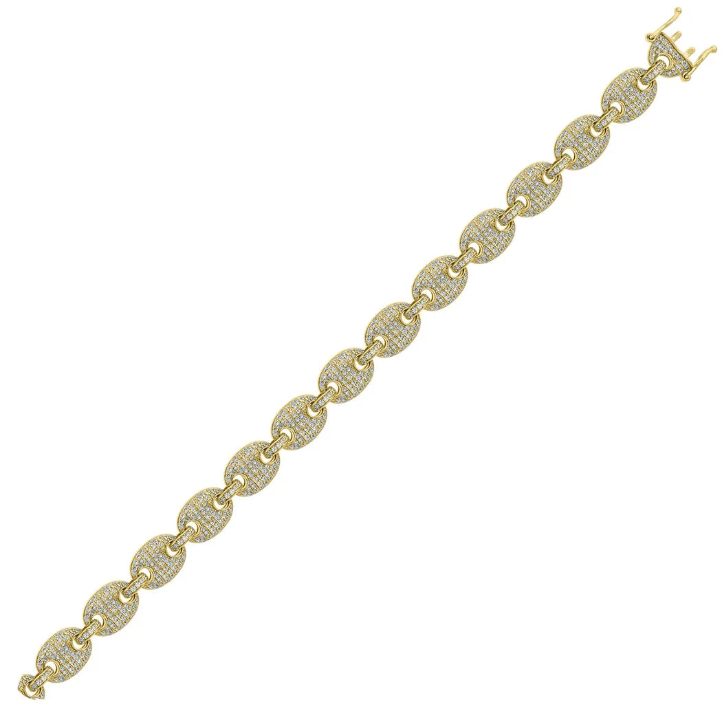 925 Sterling Silver Yellow CZ Pave 10mm 28 Inch Mariner Link Chain Q5699