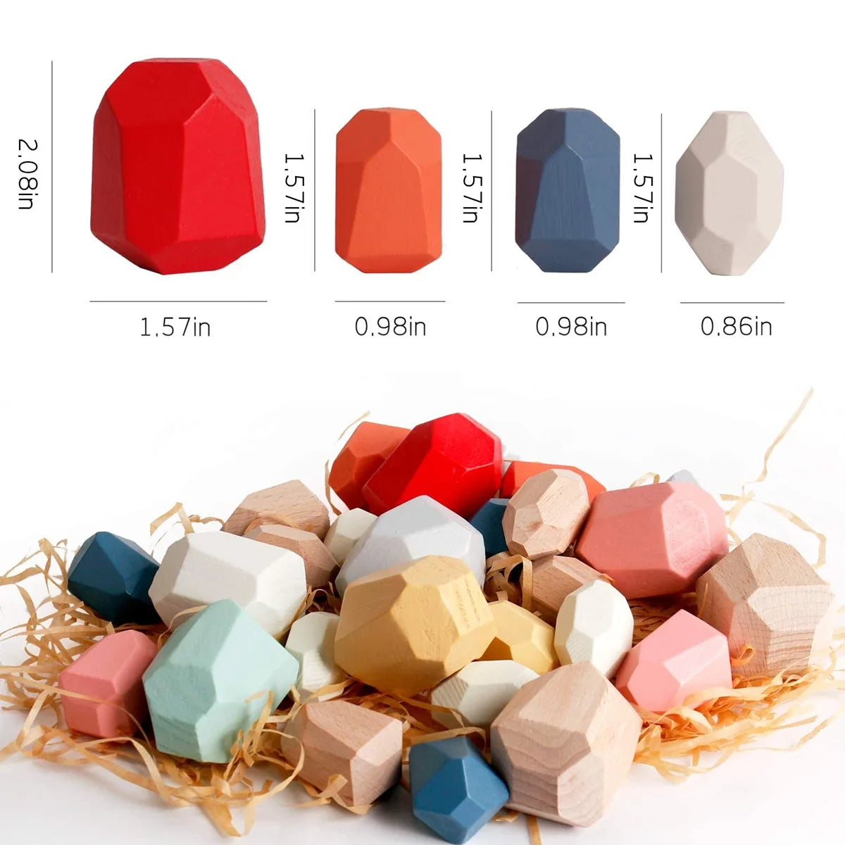 36Pcs Colorful Wooden Stacking Balancing Stone Building Blocks C311449