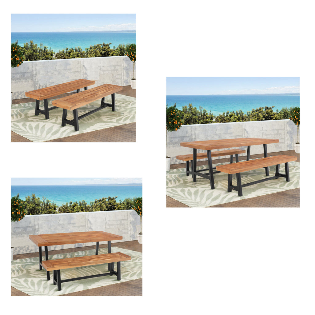 2PCS Patio Wood Benches F531