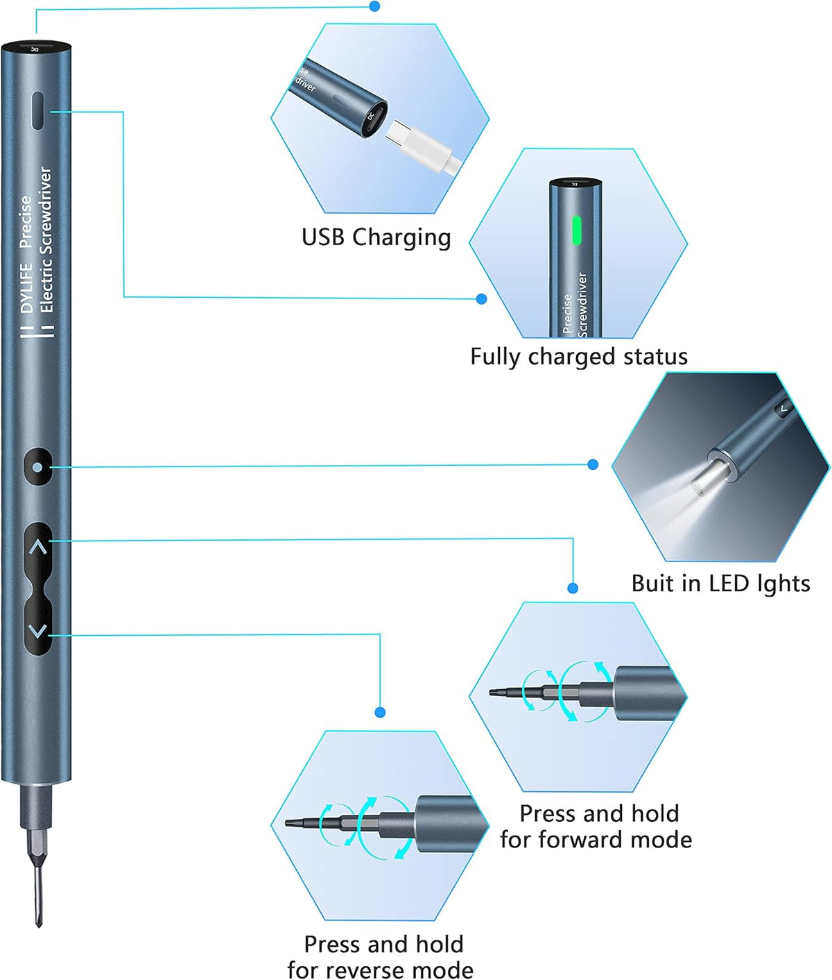 62 In 1 Mini Electric Screwdriver Kit with LED Light I28899