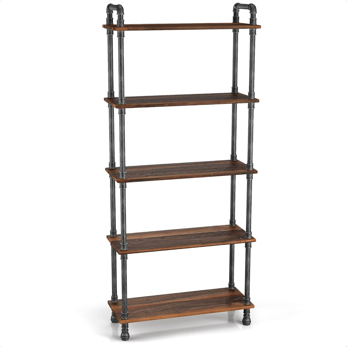 5-Tier Solid Pine Open Wood Bookcase, Brown R60906