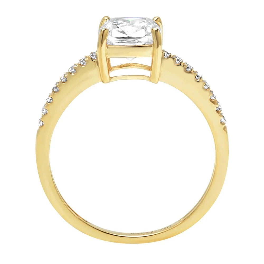 18K Yellow Gold Cushion Cut Cultured Diamond Engagement Ring I4188
