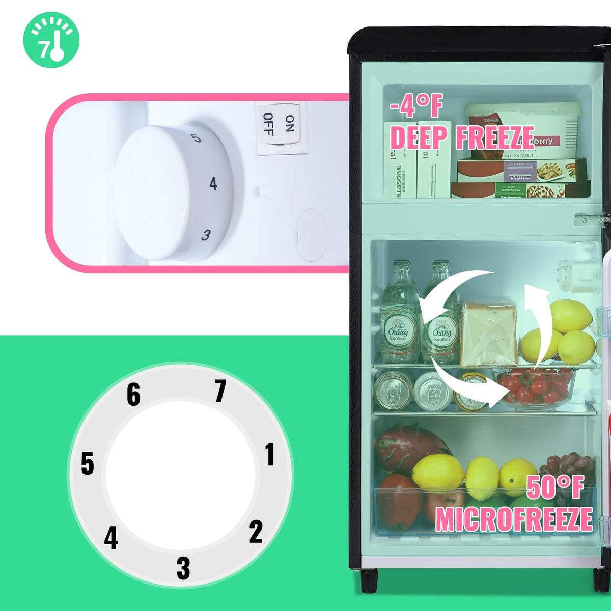 3.5 Cu. ft Mini Fridge Double Door Refrigerator Black T856