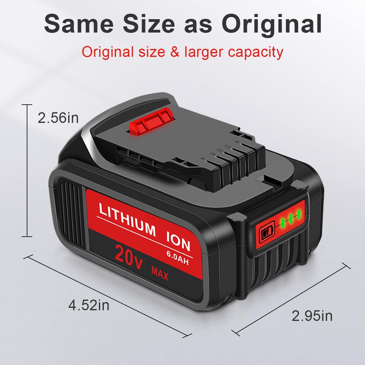 2 Packs 20V 6.0Ah Battery with LED Indicator Red S338