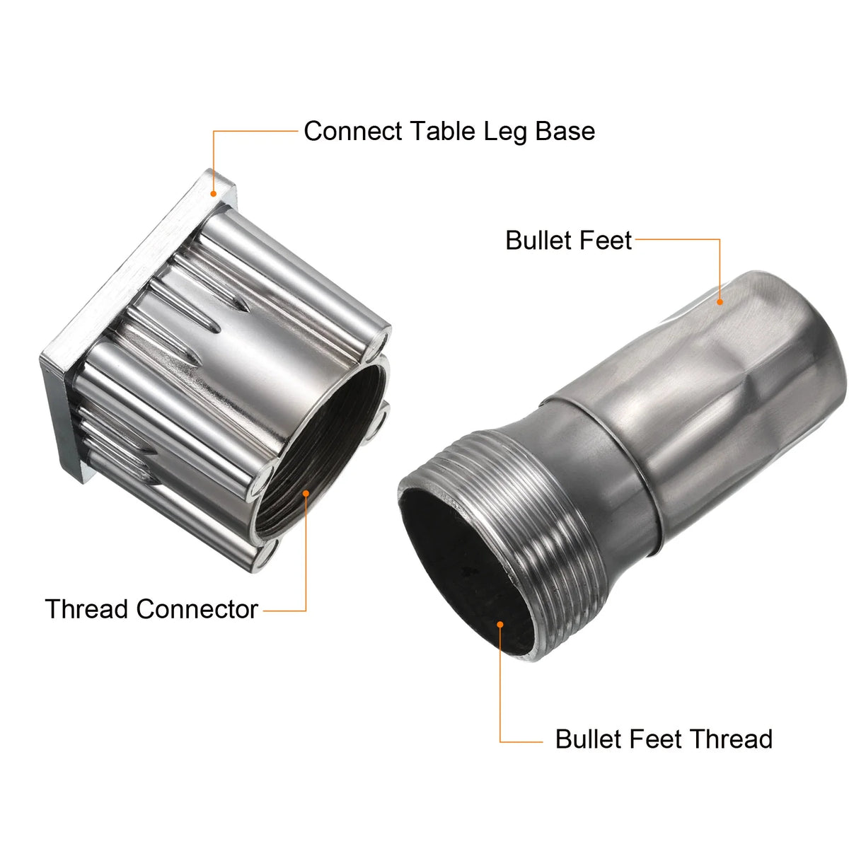 4.1" Stainless Steel Table Legs for 2" Square Tubing, Set of 4 W245195