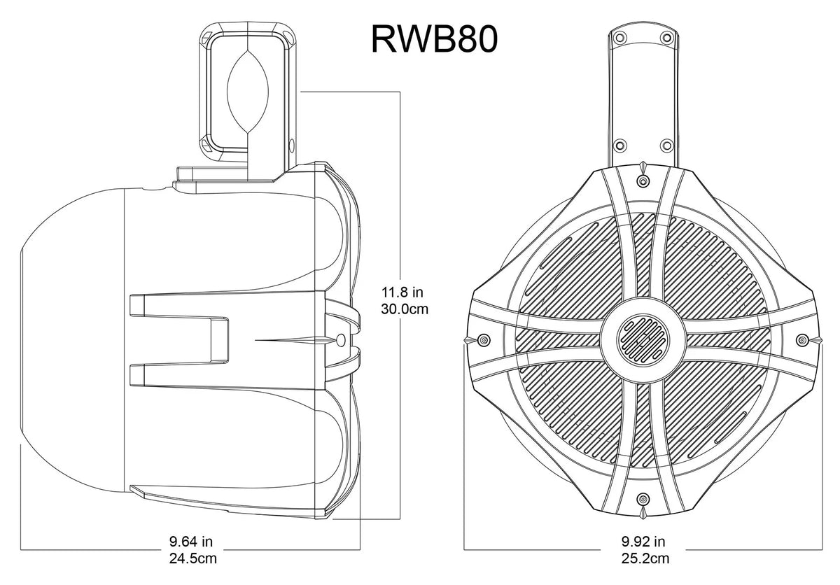 White 8" Marine Wakeboard Swivel Tower Speakers with Receiver Y2602