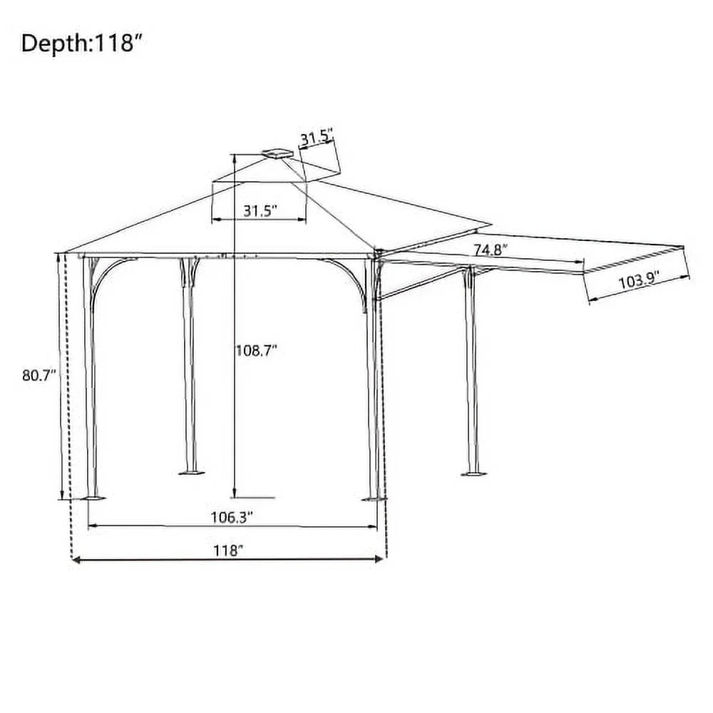 9.8ft. x 9.8ft. Outdoor Patio Gazebo with LED Light, Brown Y3684